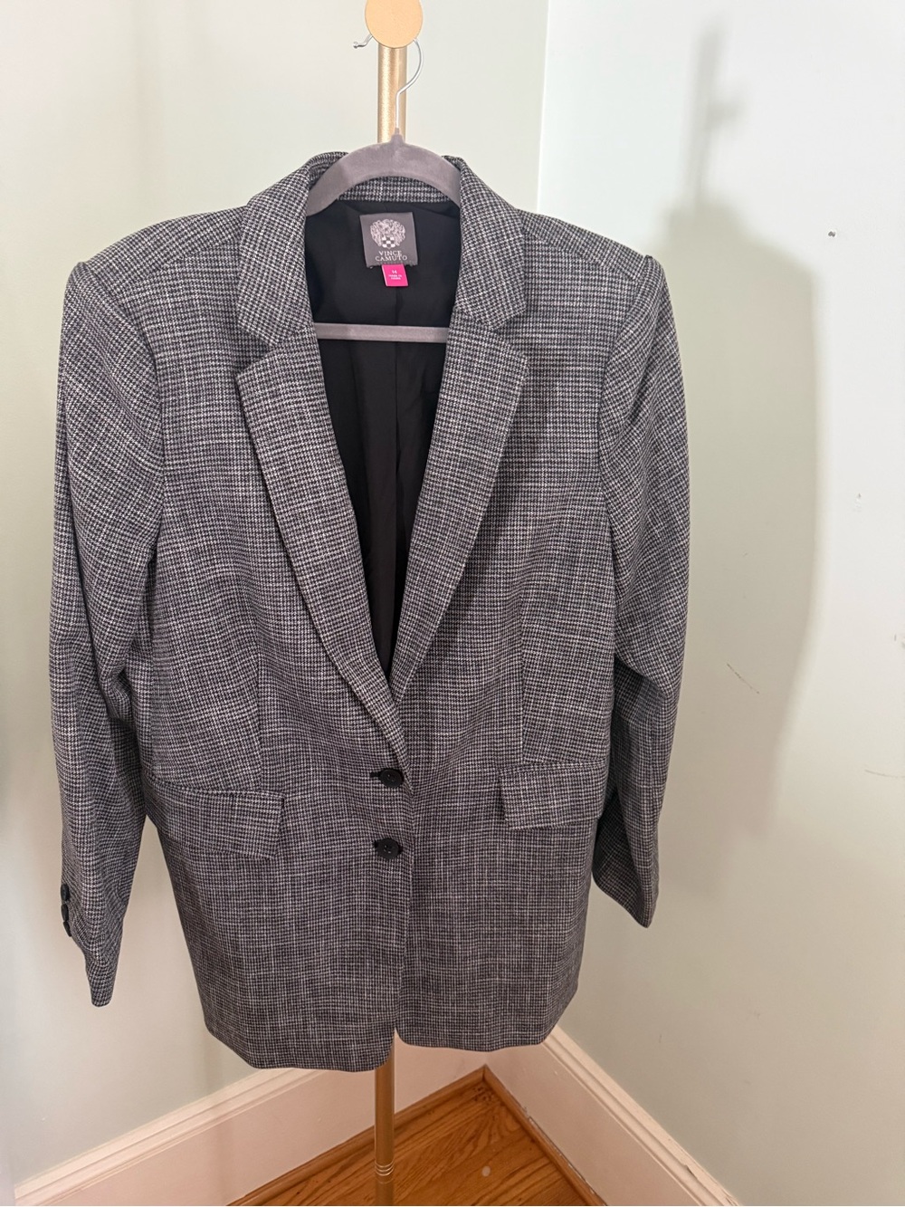 Vince Camuto Women's Gray Houndstooth Blazer